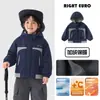 Abrigo de invierno estilo europeo para niños, impermeable, forrado de polar, ropa nueva para niños, conjunto de invierno cálido para niños y bebés
