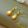Pendientes de plata S925 chapados en oro, con incrustaciones de nácar, exquisitos, simples, elegantes, joyería de moda, material natural