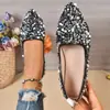 Comercio exterior transfronterizo talla grande 2026 zapatos planos de punta, moda europea y americana otoño lentejuelas mocasines poco profundos para mujer