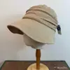 Chapéu de Pescador para Mulheres, Proteção Solar, Textura de Linho, Design Plissado, Aba Larga, Faz o Rosto Parecer Menor, Adequado para Sair Sem Maquiagem, Chapéu Balde Versátil