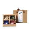 Juego de té de kung fu de cerámica con esmaltado de grietas de hielo de colores, una tetera, cuatro tazas, juego portátil de viaje, regalo de apertura