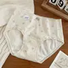 Calcinha infantil com estampa floral doce, novo estilo, delicada e macia, 10A antibacteriana, entrepernas estendido, calcinha de algodão puro feminina estilo triângulo
