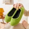 Liquidación especial otoño e invierno bolsa con terciopelo interior con zapatos de luna cálidos silenciosos todo incluido zapatillas de algodón para interior para el hogar para mujer