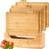 Tabla de Cortar de Bambú Clasificación Transfronteriza Cocina con Estante de Almacenamiento Tabla de Cortar para Fruta Pan Espesor Tabla de Picar Suplemento Alimenticio para Bebés
