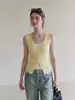 Chaleco de punto sin mangas con bloques de color de estilo suave, imitación de dos piezas para mujer, estilo de verano, hermoso top ajustado 891