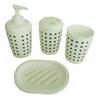 Juego de 4 piezas de plástico para baño, traje de lavado, traje de 4 piezas de baño blanco estampado, traje de 4 piezas para lavar el baño