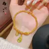 Tienda de Oro Mismo Estilo Arena Dorada Fortuna Gruesa Trébol de Cuatro Hojas Calabaza Ojo de Gato Pulsera para Mujer Moda Versátil Esmalte Cristal Pulsera