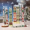 Velas Electrónicas Decorativas de Control Remoto con Temporizador, de Tallo Largo, Estampadas, con Luces LED Regulables, Brillo de Llama y Parpadeo Navideño