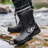 Venta Caliente Transfronteriza Botas de Agua de Goma Antideslizantes para Hombre, Altura Media Pantorrilla, Puño Elástico, Resistentes al Desgaste, Impermeables, para Pesca, Conductor, Obra