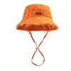 Chapéu de Pescador Jacquemus de Algodão Puro Lavado para Mulheres e Homens, Chapéu Bucket de Sol de Aba Larga para Uso Externo no Verão