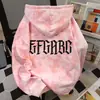 Sudadera con capucha tie-dye estilo americano relajado para mujer, casual, nueva tendencia Otoño e Invierno 2025, top con estampado de letras genial