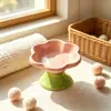 Cuenco de cerámica para mascotas tipo flor de macarrón, cuenco para gatos, anti-barbilla negra, protección del cuello, cuenco de comida inclinado, cuenco de agua, cuenco para perros de alto valor estético