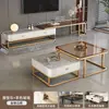 Mesa de Café de Piedra Sinterizada Sala de Estar Hogar Moderno Minimalista Apartamento Pequeño 2026 Nueva Mesa de Café Cuadrada de Vidrio Apartamento Pequeño