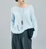 Blusa de Tricô Leve de Algodão com Bambu e Linho para Mulheres, Verão 2025, Gola Redonda, Caimento Solto, Estilo Relaxado