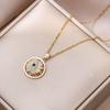 Colar Feminino Cross-border Rotating Cyber Celebrity Color Zircon Eye Colar Nicho Novo Estilo Design Sense Elegante Colar De Aço De Titânio