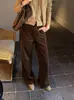 Pantalones de pana retro Han Xun Otoño Invierno Zodiaco Micro Campana 2026 Nuevos de Cintura Alta Moldeadores de Piernas Largos 27495