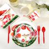Mm242 Hongo Rojo Acuarela Hongo Vajilla Festiva 8 Personas 4 Piezas Plato de Papel Vaso de Papel Tisú