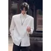 Camisa Blanca, Chaqueta de Hombro Acolchado de Alta Gama, Traje Limpio de Calle Europeo y Americano de Moda con Camisa para Hombre
