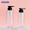 Xumin Packaging - Botella de gel de ducha transparente de 300 ml, botella de champú, botella de prensa PET de gran capacidad de 500 ml, botella de loción
