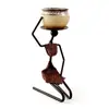 Casa Elegante Pastoral Mini Vaso de Flor Carnuda Suporte de Plantação de Ferro Forjado Menina Ajoelhada Enfeites de Mesa Interna