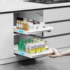 Estante extraíble inferior para almacenamiento debajo del fregadero, sin perforaciones, cocina, sin perforaciones, riel deslizante, cajón interior extraíble de cocina, estante para condimentos