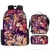 Mochila Escolar Exclusiva One Piece Três Peças Conjunto Mochila Rei do Mar Grande Capacidade Mochila para Aluno do Ensino Médio