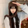 Pasamontañas de Lana Gruesa Hecho a Mano Coreano para Otoño e Invierno, Suéter Cálido de Punto Versátil para Mujer, Gorro de Lana