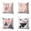 Funda de almohada de poliéster marmoleado estilo ins nórdico estampado geométrico terciopelo piel de melocotón funda de almohada para sofá de sala de estar QTH03