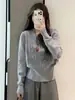 Camiseta básica de punto de corte holgado para mujer, nuevo estilo otoño/invierno 2026, suéter rosa súper lindo estilo coreano