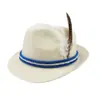 Chapéu de Feltro Colorido com Penas Corda Cinza de Duas Linhas Promoção de Carnaval Oktoberfest Alemão Fabricante de Origem Atacado