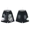 Hellstar Transfronteiriço Marca Tendência Europeia e Americana Verão Casual Esportivo Unissex Shorts Lavados Calças de Cinco Pontos