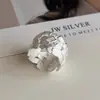 Anillo texturizado de plata de ley S925 para mujer, diseño abierto ajustable, estilo de nicho de alta gama, anillo versátil de lujo ligero para el dedo índice, nuevo