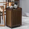 Mesa de Chá Móvel, Armário Lateral, Mesa Lateral de Sofá, Mesinha de Café, Mesa de Bar para Chá, Suporte para Ferver Água, Armário para Preparo de Chá, Prateleira de Bambu