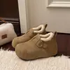 Zapatos con Hebilla de Suela Gruesa Botines Cortos Botas de Nieve para Mujer Calidez de Felpa Oculta Otoño/Invierno 2026 Nuevos Zapatos de Algodón sin Cordones