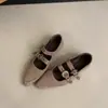 Sapatos Mary Jane Vintage Pontudos com Tachas para Mulheres, Outono 2025, com Fivela de Cinto, Bocal Baixo, Estilo Elegante, Aumento de Altura Oculto, Sapatilhas de Tira Única