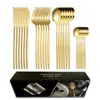 Juego de Cubiertos de Acero Inoxidable Cuchillo Tenedor Cuchara Juego de 24 Piezas para 6 Personas Caja de Regalo Juego Cuchillo Tenedor Cuchara Palillos Té