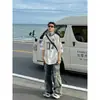 Camiseta de malla cómoda de manga corta con estampado de letras graffiti retro americano para hombre, marca de moda, holgada, casual, jersey de carreras