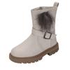 Botas de moda para niñas, estilo coreano, otoño e invierno, nuevas botas Martin de suela suave con bola de lana corta de estilo británico.