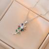 Colar para Mulheres, Nova Moda Europeia e Americana, Colar com Pingente de Flor de Girassol Totalmente Cravejado com Zircônia Diamantada, Corrente Simples de Clavícula de Nicho
