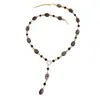Streamer Ámbar~Collar Largo de Cuentas Ojo de Tigre Estilo Retro Maillard para Mujer Otoño e Invierno Lujo Accesible Suéter de Gama Alta