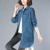 Camisa de Pana de Manga Larga para Mujer, Primavera y Otoño de Longitud Media que Cubre el Trasero, Casual, Delgada, Chaqueta Superior Versátil para Madre de Mediana Edad