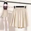 Pantalones Casuales Frescos de Verano para Mujeres de Tallas Grandes, Cintura Elástica, Tiro Alto, Adelgazantes, Talla Grande, Pantalones de Cinco Puntos, Pantalones de Pierna Ancha, Pantalones Cortos de Traje