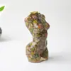 Resina más cristal natural modelo femenino adornos corporales plantas verdes estatua de decoración de escritorio oficina hogar