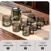 Juego de Té de Cristal, Lujo Ligero para Uso Doméstico, Tetera de Gama Alta para Sala de Estar, Juego Completo para Uso en Oficina, Mesa y Bandeja de Té Kung Fu