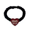 Estilo Coreano Retro Elegante Reductor de Edad Letra Roja Amor Bucle Intestinal Pequeño Titular Cubierta de Cuero para Cola de Caballo Alta Anillo para el Cabello Accesorios para el Cabello