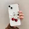 Funda Protectora Transparente Estilo Coreano con Lazo de Cereza para iPhone 17Pro Iphone16Promax TPU Anti-Caídas