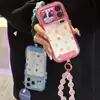 Cordón de Cadena de Cuentas de Lunares se Transforma Instantáneamente en una Funda Arcoíris para iPhone 17 iPhone 16 Pro Max de Apple en Colores Caramelo