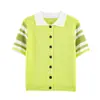Nueva Moda de Primavera de Comercio Exterior para Mujer Estilo Europeo y Americano Chaqueta Cardigan Polo de Punto Rayado