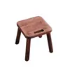 Taburete Pequeño de Madera Maciza, Taburete Portátil, Taburete Redondo para el Hogar, Banco Pequeño Color Nogal, Taburete Bajo, Taburete para Cambiar Zapatos de Niños, Logo Personalizado