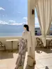Pantalones Anchos Estilo Bohemio para Mujer Verano Delgados con Colgante Culottes Pantalones con Estampado Étnico Pantalones para Fotos de Viaje Playa